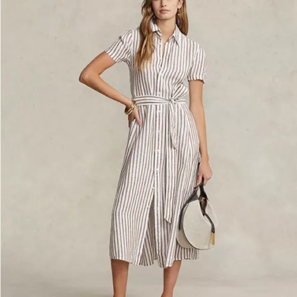 Striped Brown and White Dress